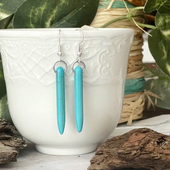 5 For $25💫Santa Fe Boho Turquoise Spike Dangles Earrings - Picture 6 of 6